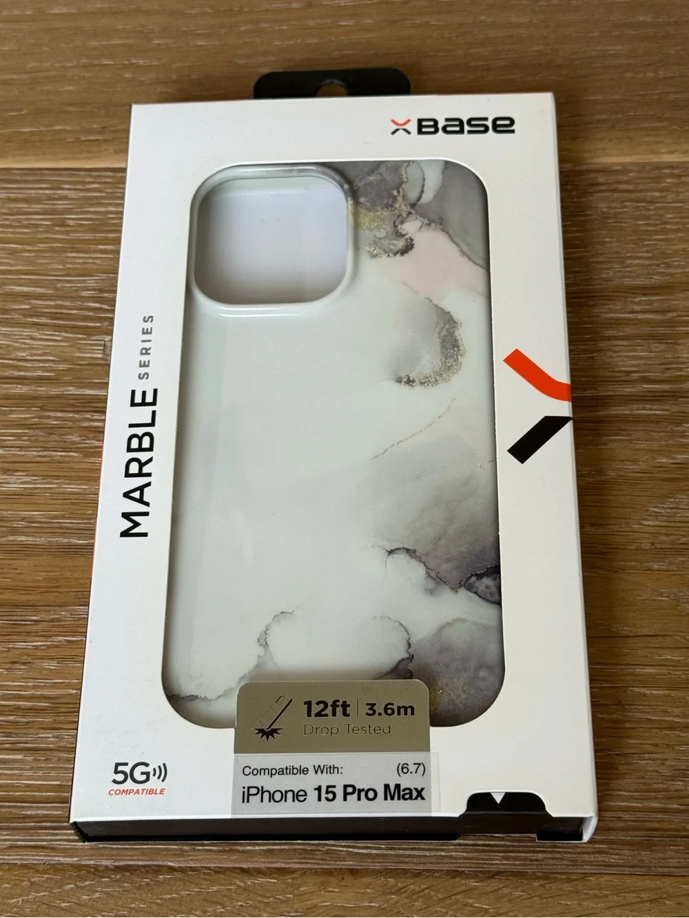 New xBase Marble Series for iPhone 15 Pro Max or 6.7” silver white Marble Case